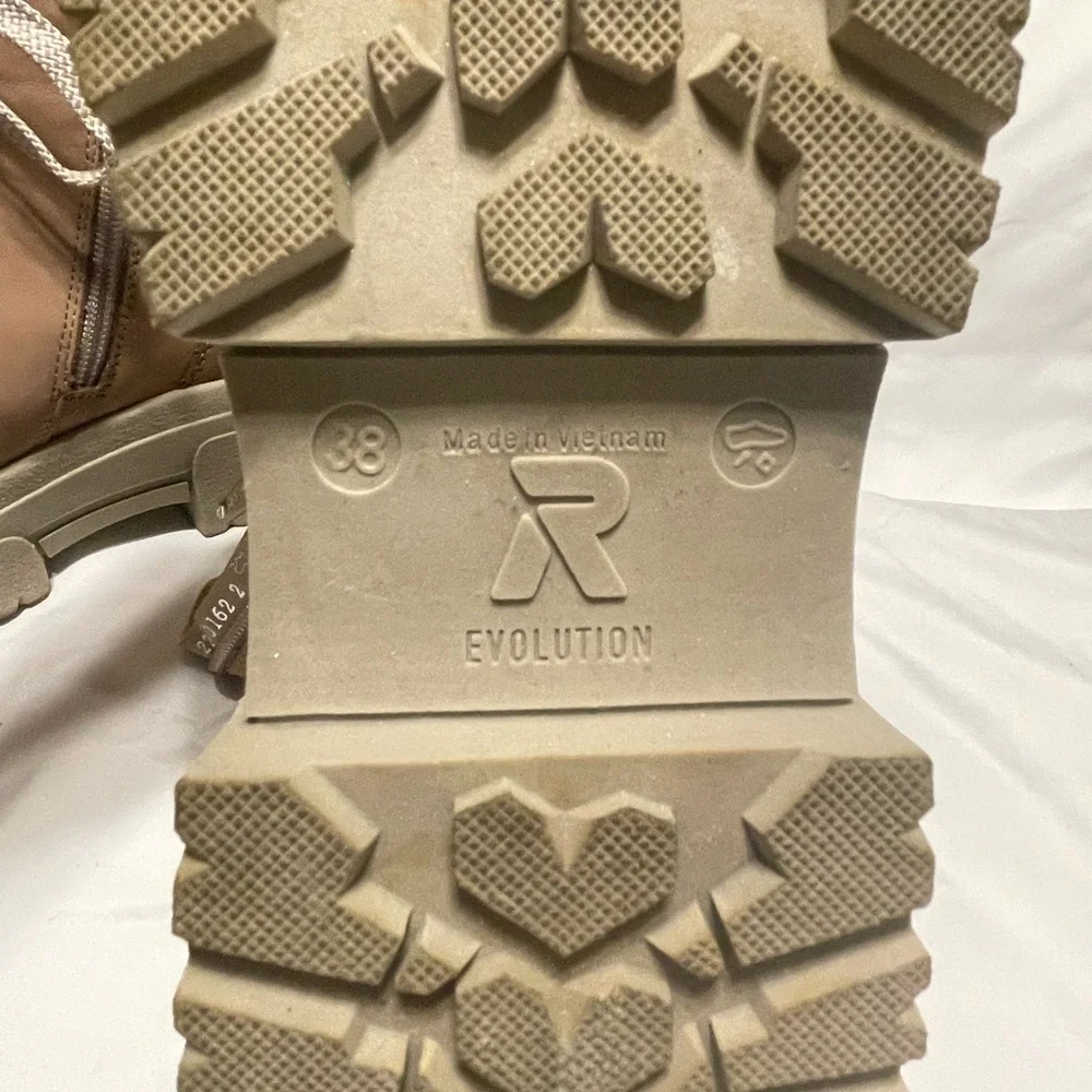 Women’s Taupe Rieker Evolution soft Combat Boots with Side Zip - Picture 3 of 7